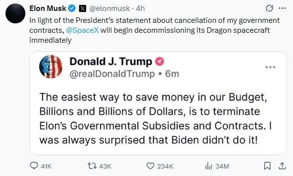 特朗普和马斯克“开撕” 特朗普和马斯克“开撕”