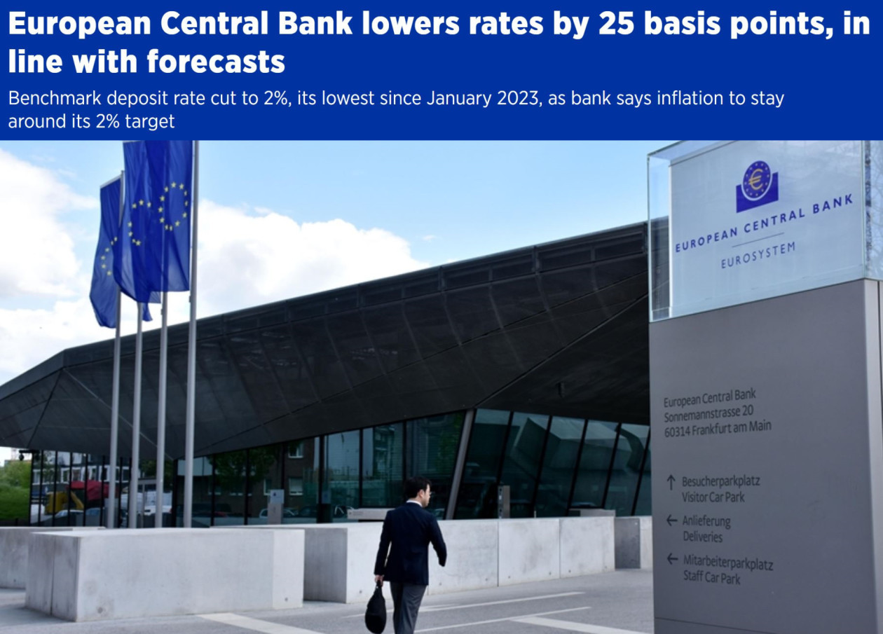 一年内第八次 欧洲央行下调三大关键利率