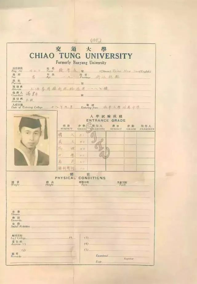 钱学森、吴文俊、黄旭华……来看院士们的大学成绩单 钱学森、吴文俊、黄旭华……来看院士们的大学成绩单