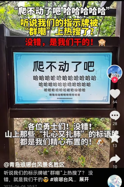 青岛知名景区指示牌全网爆火!网友:山上的笋被你夺完了!官方:没错,是我们干的 青岛知名景区指示牌全网爆火!网友:山上的笋被你夺完了!官方:没错,是我们干的