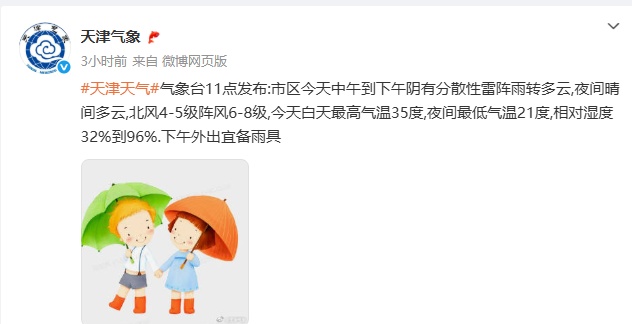 冰雹+雷电大风+短时强降水!天津7区预警! 冰雹+雷电大风+短时强降水!天津7区预警!