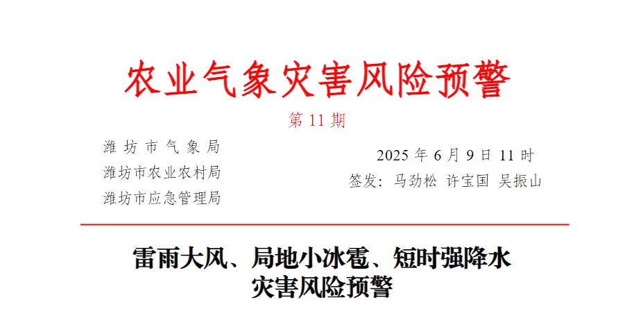 雷雨+11级大风+冰雹!潍坊发布紧急预警 雷雨+11级大风+冰雹!潍坊发布紧急预警