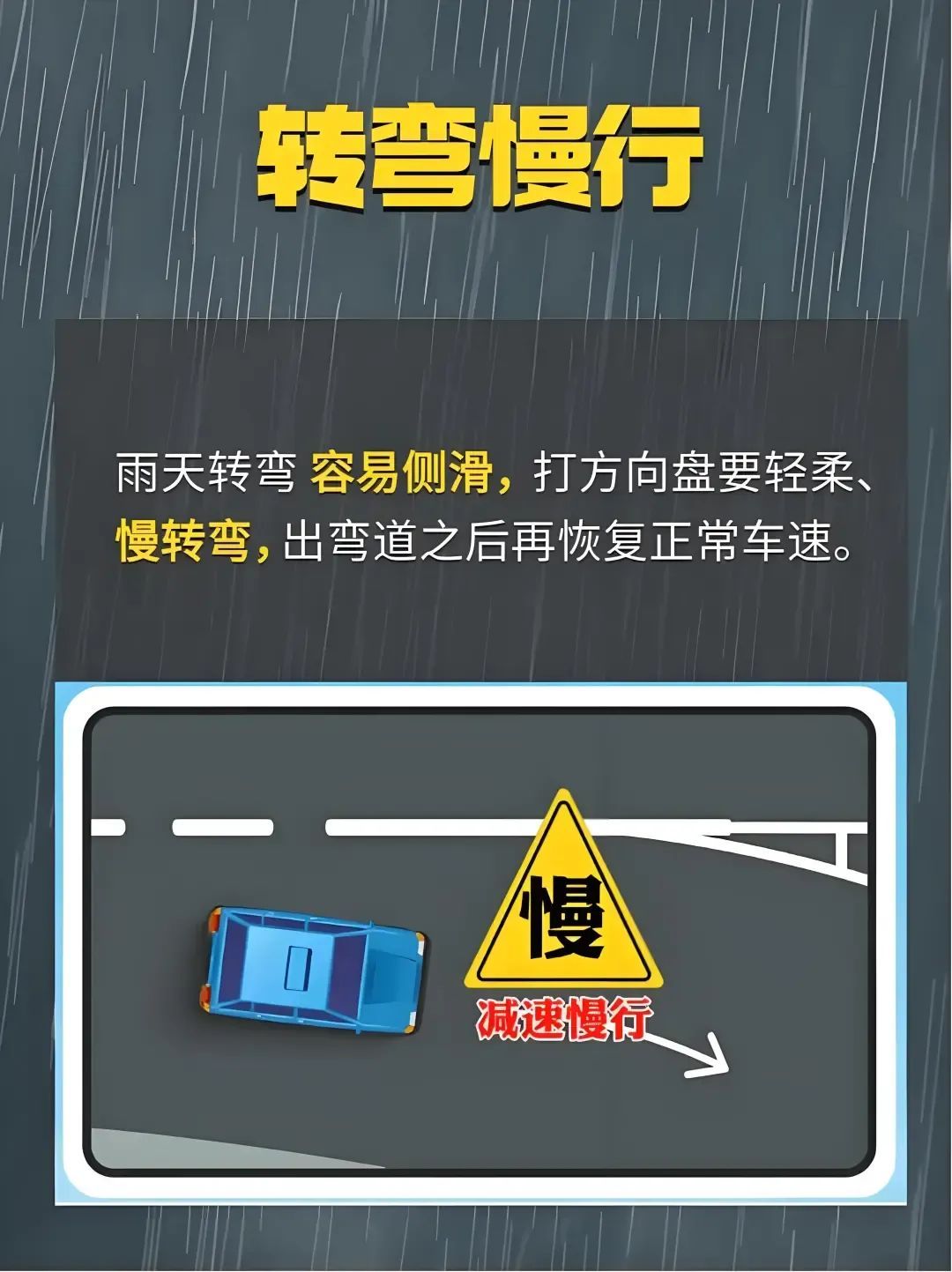 雨天失控打滑风险升高，驾车要牢记“降速、控距、亮尾”