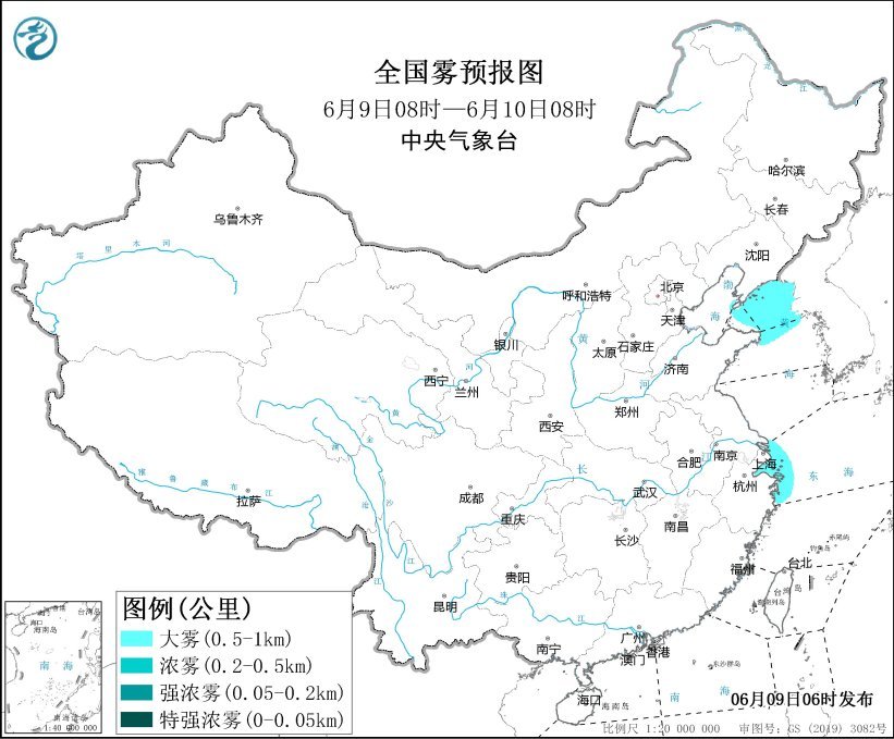 大雾黄色预警：大连港上海港等地将有能见度不足1公里的大雾