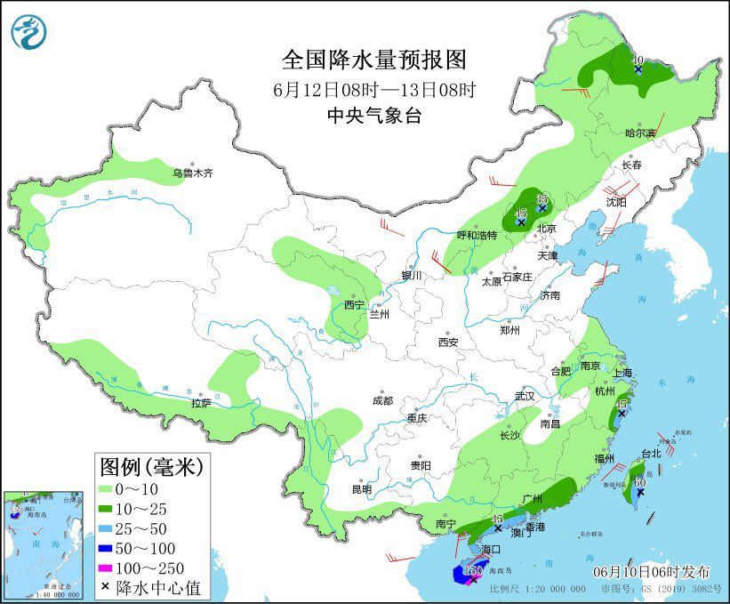 江南东北部华南沿海等地有较强降雨 东北地区内蒙古等地多阵性降水