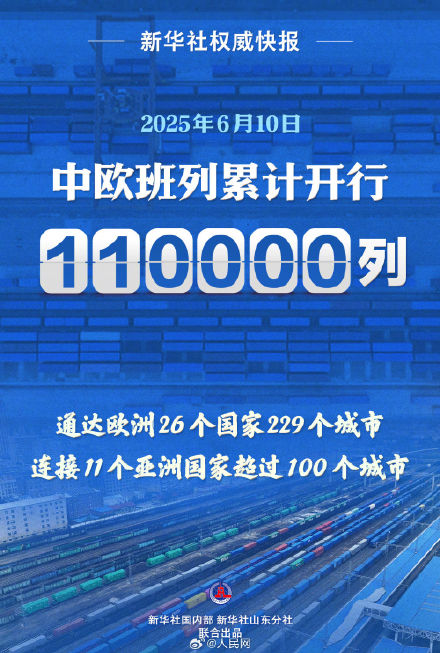 中欧班列累计开行11万列 中欧班列累计开行11万列