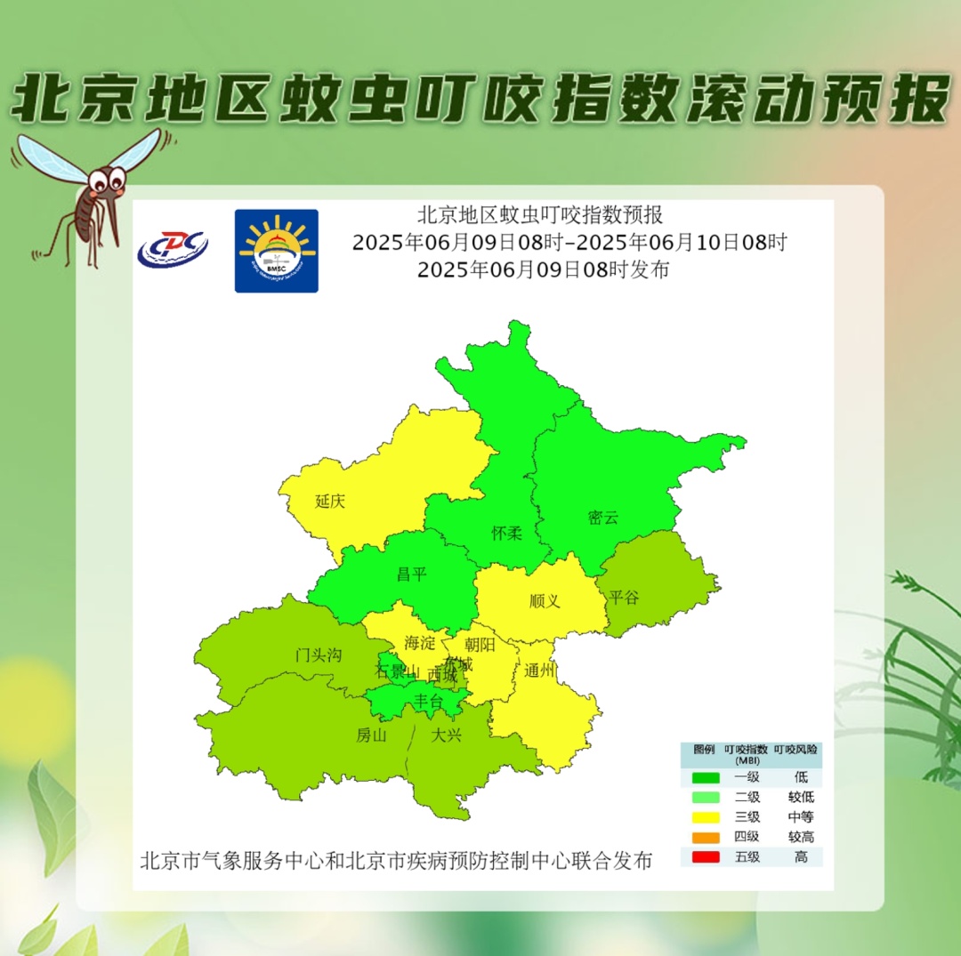 北京发布蚊虫叮咬指数滚动预报，你是招蚊子体质吗？
