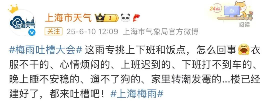 根本停不下！上海这场雨今夜会更大；网友集体吐槽，梅雨需防情绪“霉变”