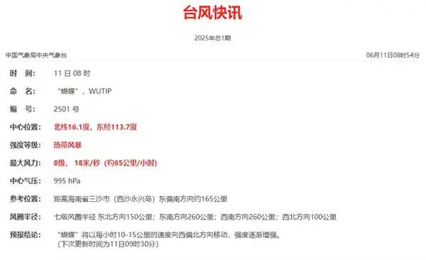 今年第1号台风“蝴蝶”已生成,预计13日在海南岛南部到广东西部一带沿海登陆 今年第1号台风“蝴蝶”已生成,预计13日在海南岛南部到广东西部一带沿海登陆