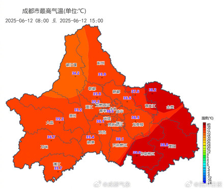 成都今天最高气温39.9℃，出现在东部新区