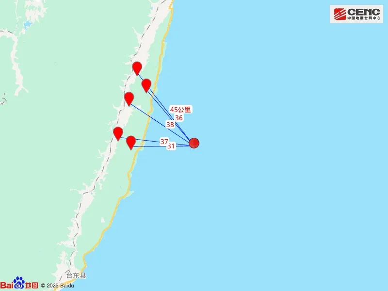 台湾附近又发生地震
