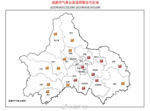 40℃+！成都高温红色预警信号三连发！