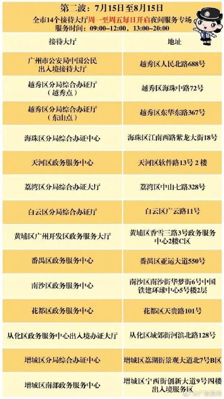 广州出入境夜间服务时间延长 广州出入境夜间服务时间延长