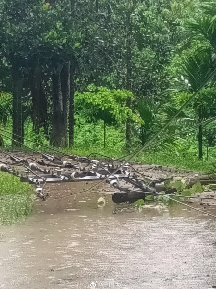 特大暴雨+10级大风!五指山遭台风“蝴蝶”袭击 高压线倒伏多村断电 特大暴雨+10级大风!五指山遭台风“蝴蝶”袭击 高压线倒伏多村断电