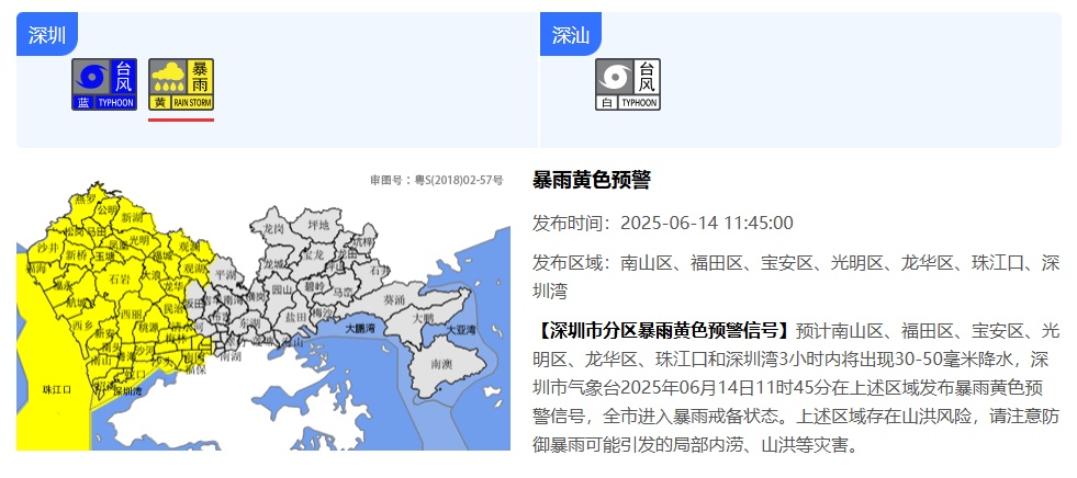 台风“蝴蝶”已在广东再次登陆，多地暴雨预警信号生效中
