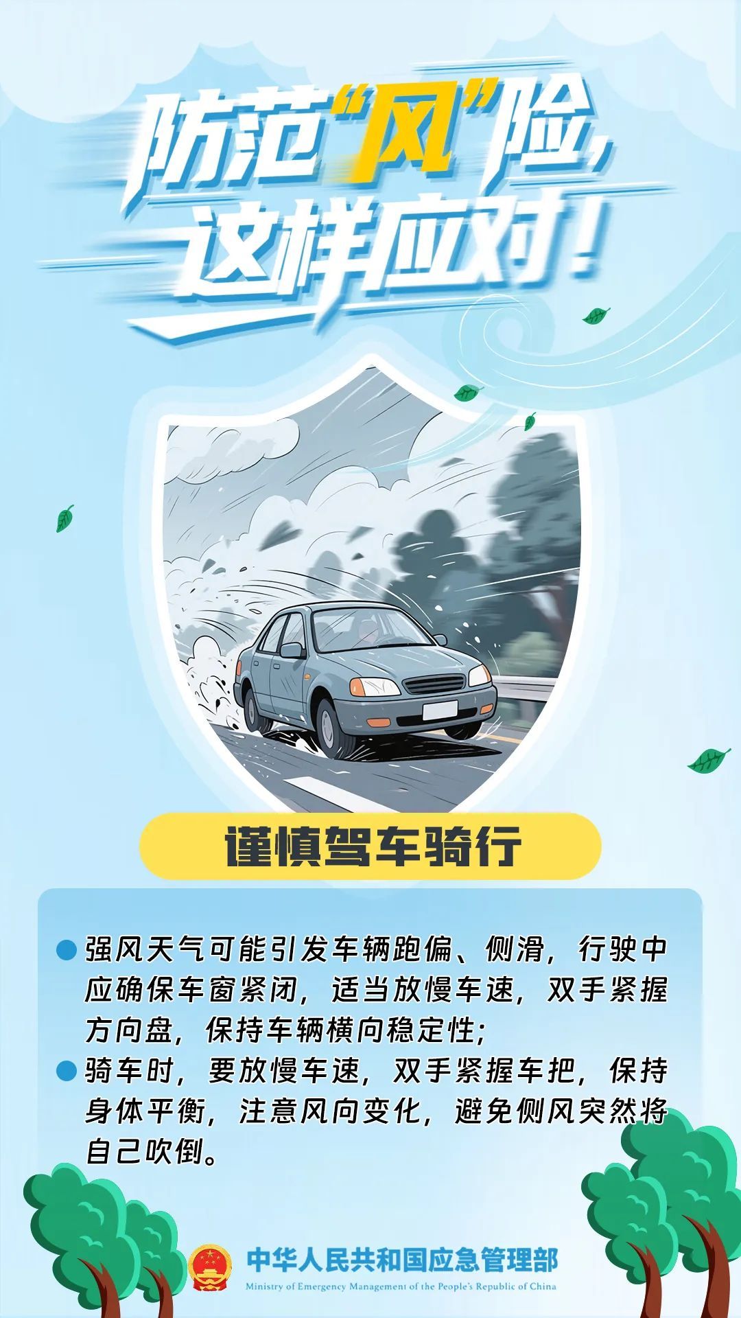 大风蓝色预警!这样应对“风”险→ 大风蓝色预警!这样应对“风”险→