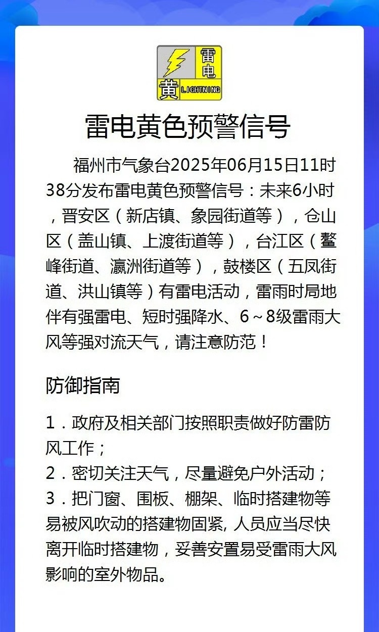 紧急预警！福州发布预警！下午出门的注意