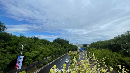 北京雨后蓝天惊艳登场 市民涌向奥森南园共享运动时光