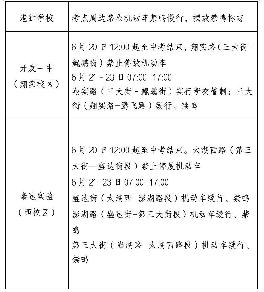 天津两区通告!中考期间交通管制 天津两区通告!中考期间交通管制
