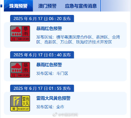 广东多地发暴雨红色预警 广东多地发暴雨红色预警