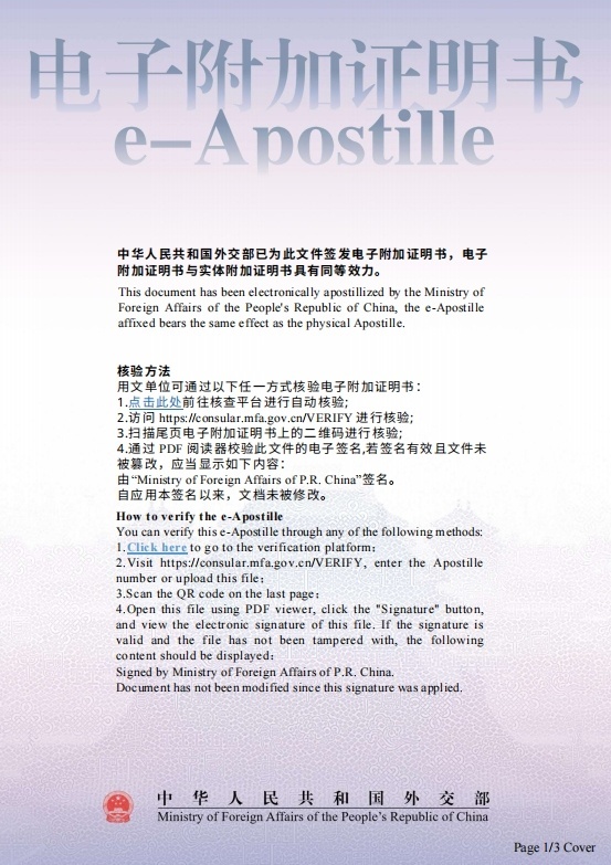 外交部将试点签发电子附加证明书