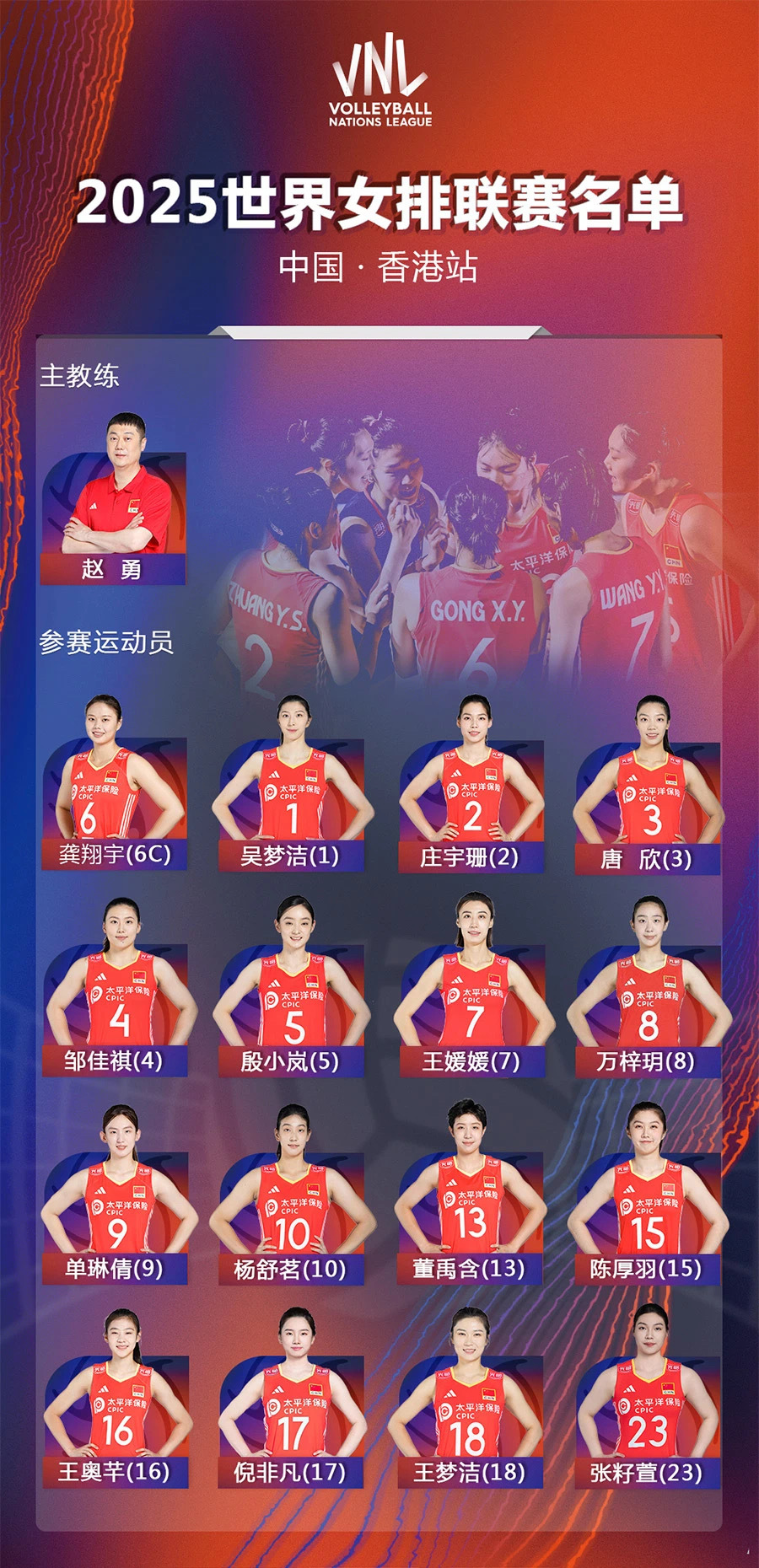 世界女排联赛中国香港站明日打响,中国女排公布16人名单 世界女排联赛中国香港站明日打响,中国女排公布16人名单