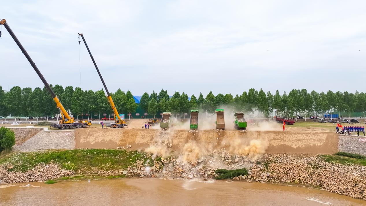 黄河流域山东段开展防汛抢险协同演习 黄河流域山东段开展防汛抢险协同演习