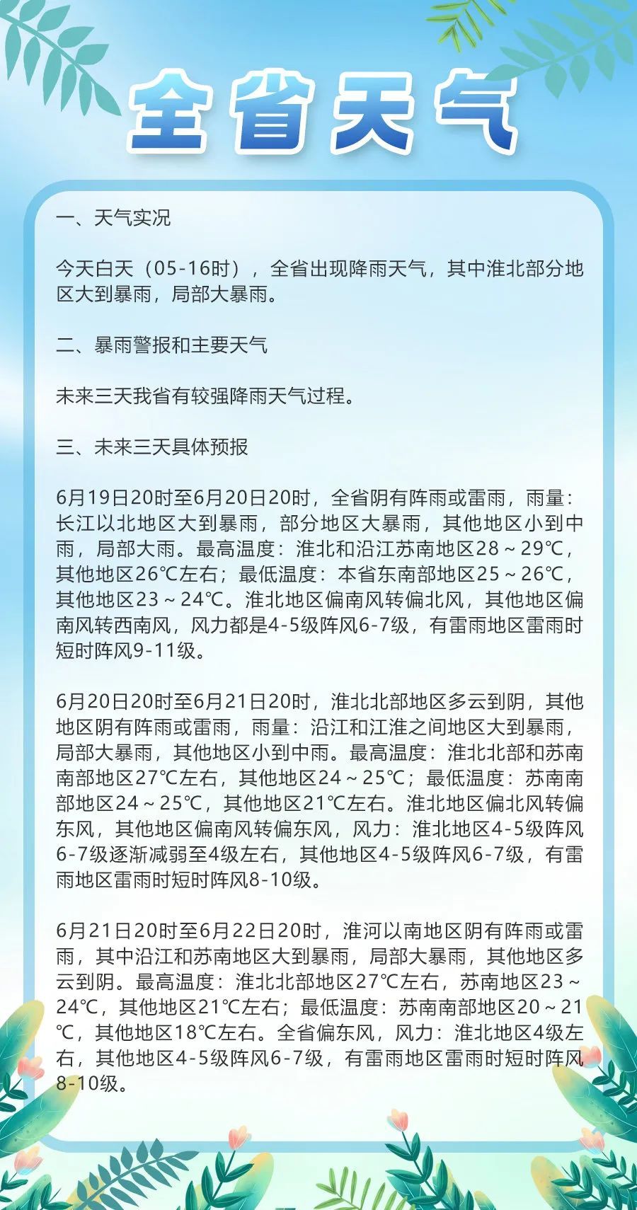 江苏注意:特大暴雨!11级雷雨大风! 江苏注意:特大暴雨!11级雷雨大风!