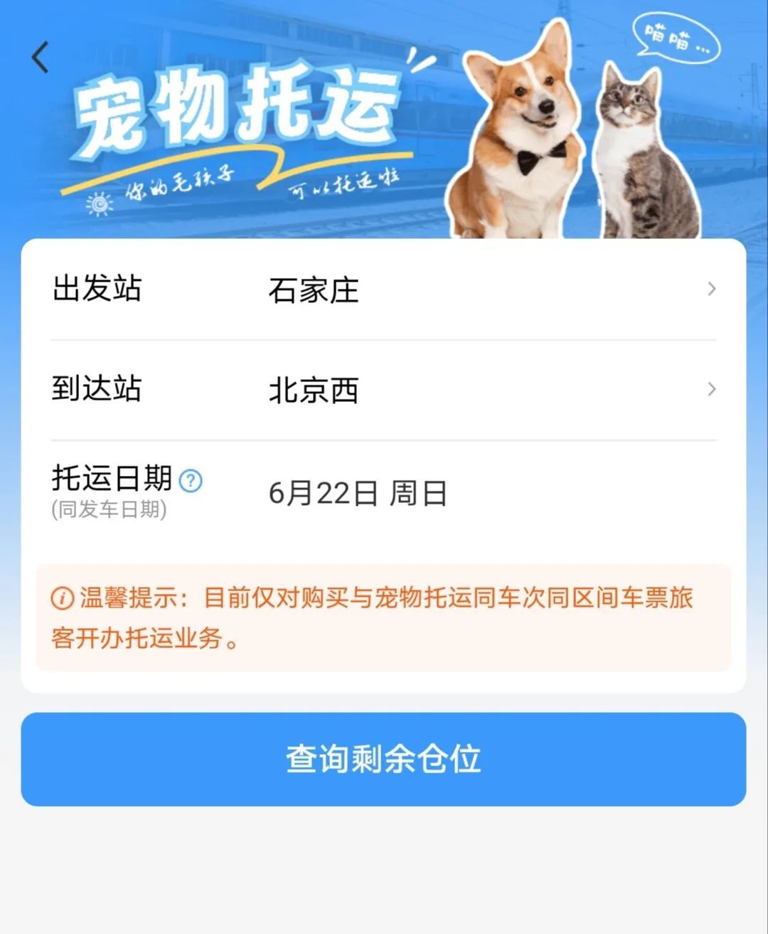 今起,石家庄上线高铁宠物托运服务 今起,石家庄上线高铁宠物托运服务