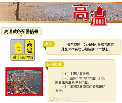 高温来袭 广州11区全部发布高温黄色预警