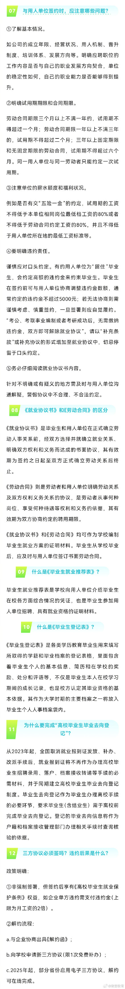 毕业须知！关于就业的二十个问题