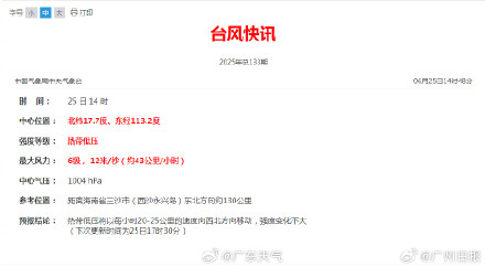 又有热带气旋扑向海南粤西,广州受影响今夜转雨 又有热带气旋扑向海南粤西,广州受影响今夜转雨