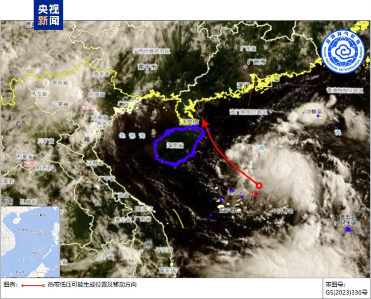 热带低压即将在南海生成 明晨登陆琼粤暴雨来袭