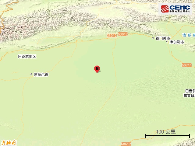 新疆阿克苏地区沙雅县发生3.8级地震,震源深度24千米 新疆阿克苏地区沙雅县发生3.8级地震,震源深度24千米