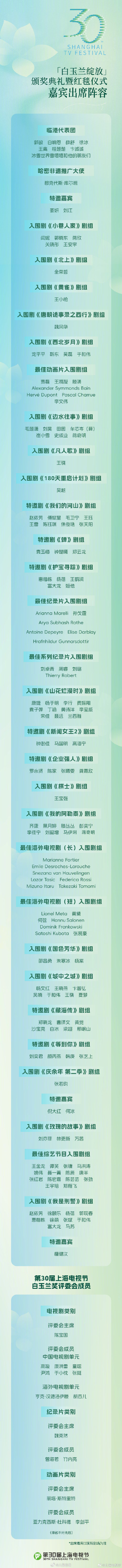 期待！白玉兰奖红毯阵容来了
