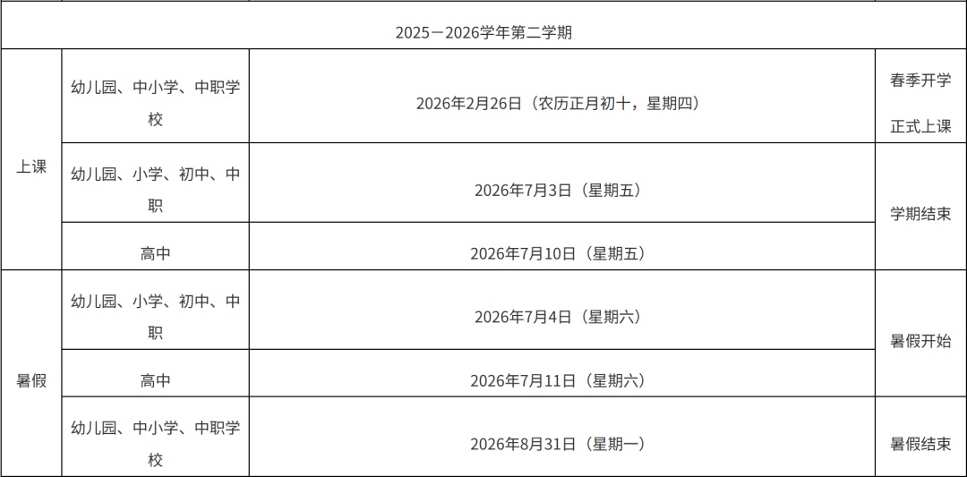 福建两地中小学寒暑假时间定了！