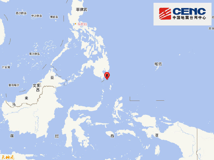 菲律宾棉兰老岛附近海域发生5.8级地震 震源深度108千米