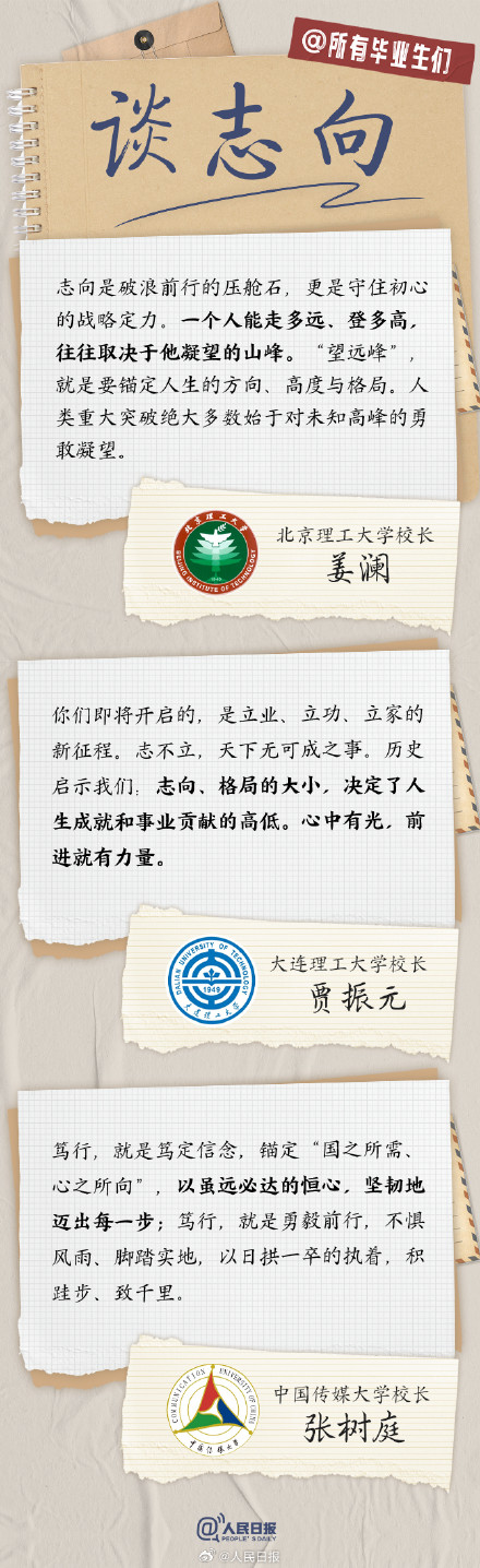 转存！27位大学校长的毕业寄语