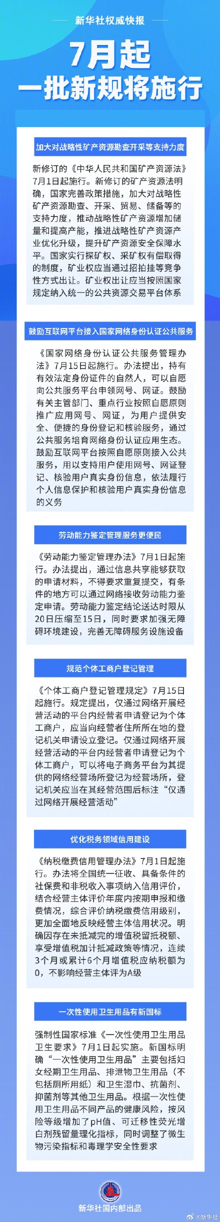 新华社权威快报丨7月起一批新规将施行