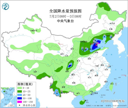 副高北跳北方切换暴雨模式 2日至3日京津冀辽吉等地将有较强降雨过程