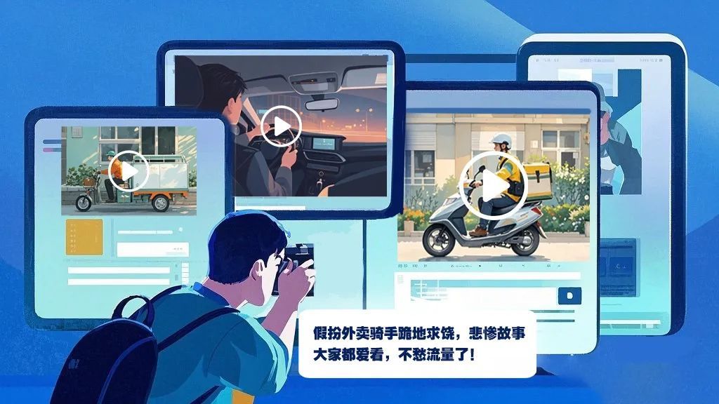 “骑手悲惨生活”有专门剧本和演员定制?记者调查→ “骑手悲惨生活”有专门剧本和演员定制?记者调查→