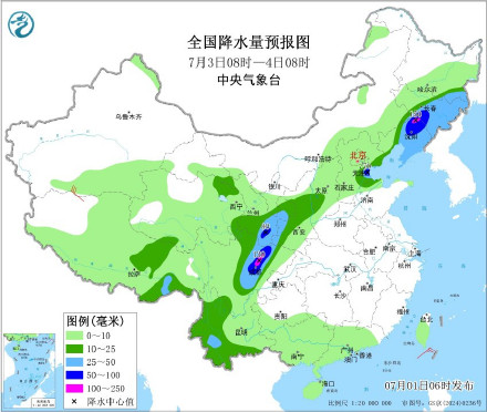 副高北跳北方切换暴雨模式 2日至3日京津冀辽吉等地将有较强降雨过程