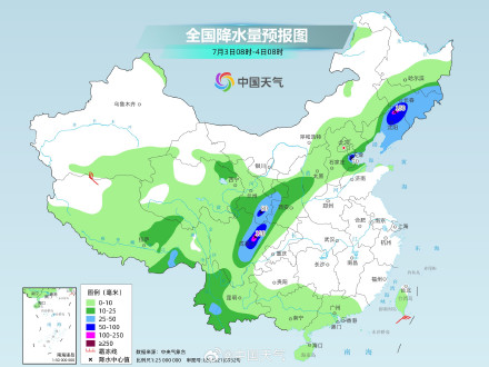 7月初北方维持多雨格局 华北东北局地雨势猛烈 7月初北方维持多雨格局 华北东北局地雨势猛烈