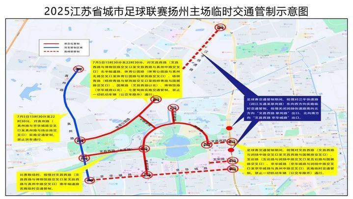 “苏超”来了！扬州交警发布临时交通限制通告