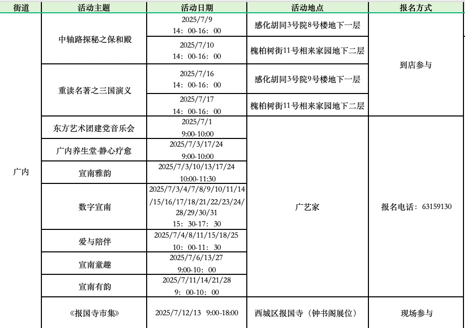 西城区悦读湾7月活动预告：暑韵书香 阅享一夏