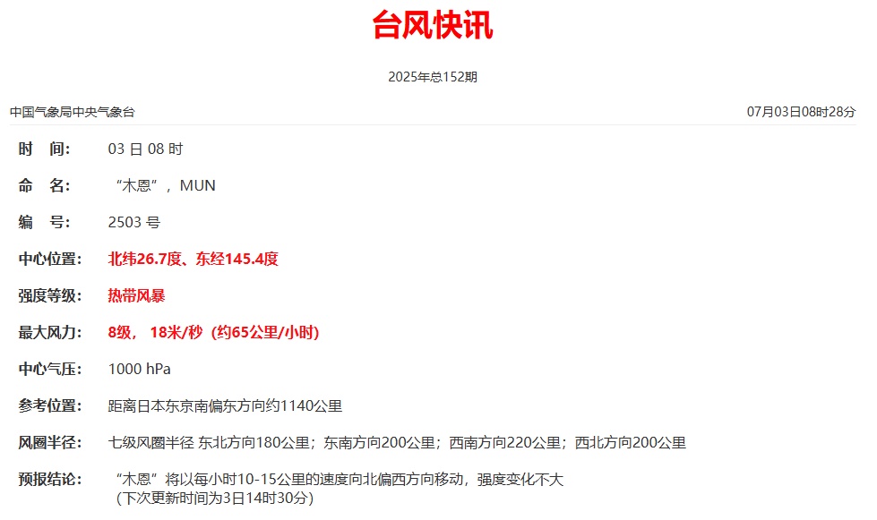 台风“木恩”生成！