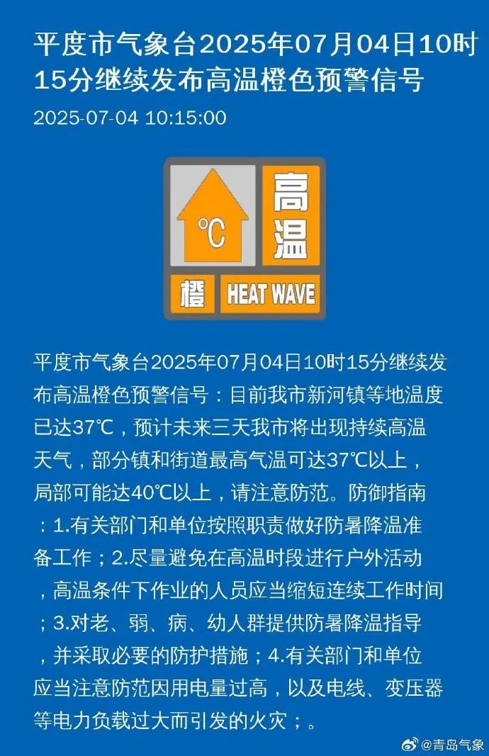 热热热，直冲40℃！青岛多个区市发布高温预警