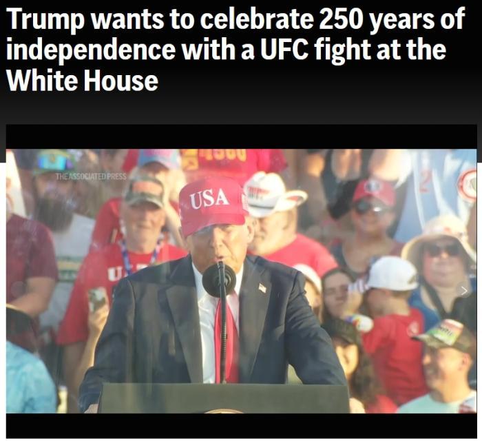 美媒:特朗普欲明年在白宫举办拳击比赛 庆祝美国独立250周年 美媒:特朗普欲明年在白宫举办拳击比赛 庆祝美国独立250周年
