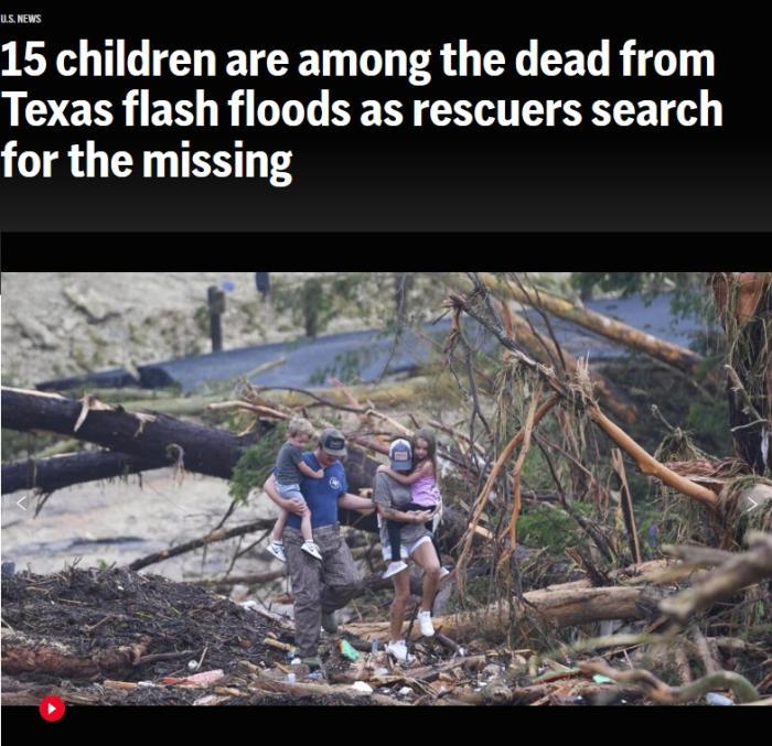 美国得州洪水已致50人死亡多人失踪 特朗普发声 美国得州洪水已致50人死亡多人失踪 特朗普发声