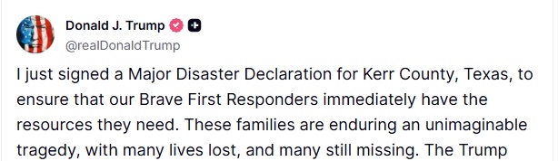 美国得州洪灾已造成至少82人死亡，包括28名儿童